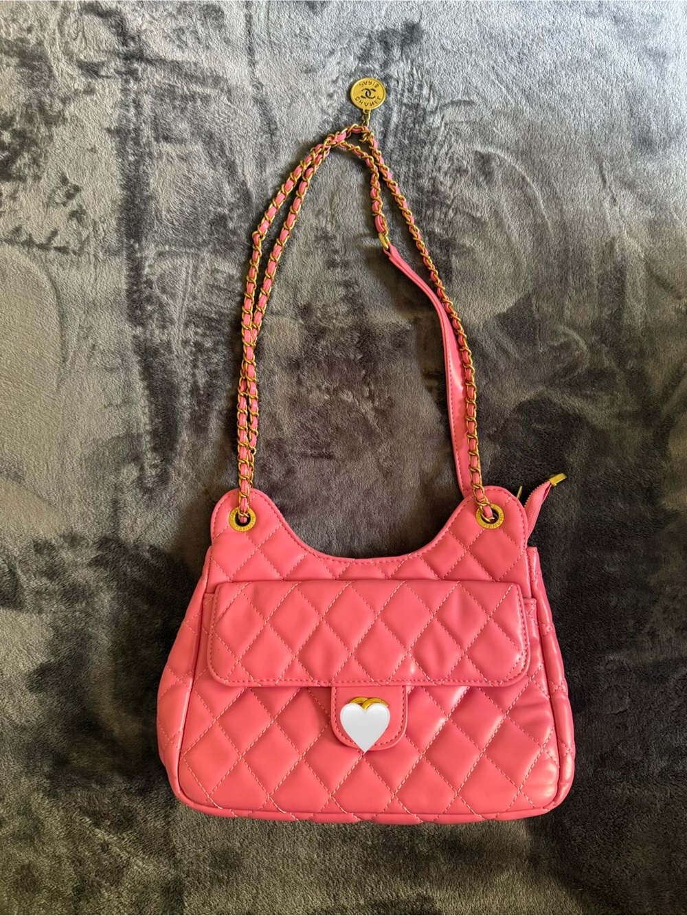 inspired Quilted Pink Shoulder Bag